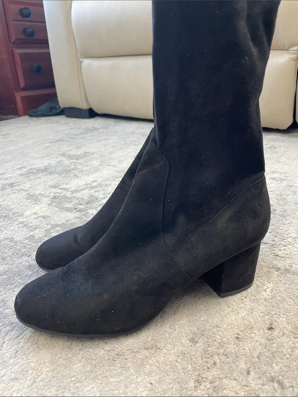 Steve Madden Isaac Over The Knee Thigh High Boots Black Faux Suede Sz 9.5